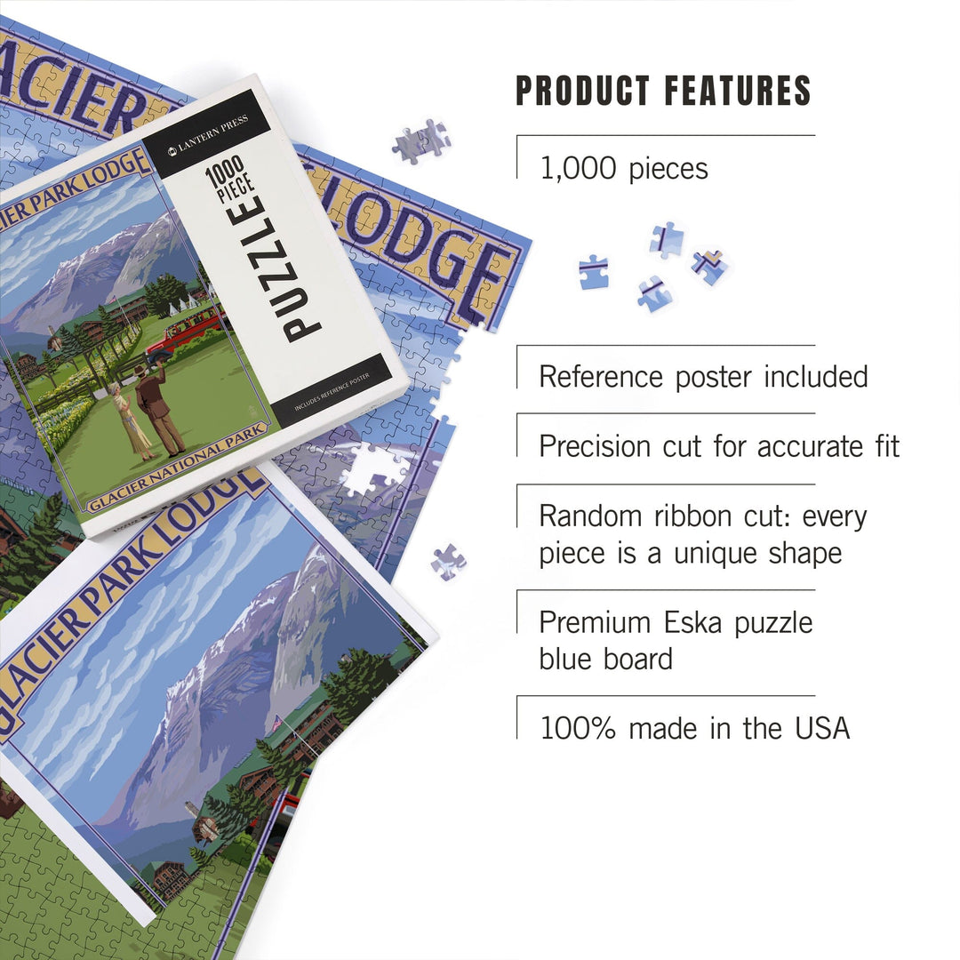 Glacier National Park, Montana, Glacier Park Lodge, Jigsaw Puzzle Puzzle Lantern Press 