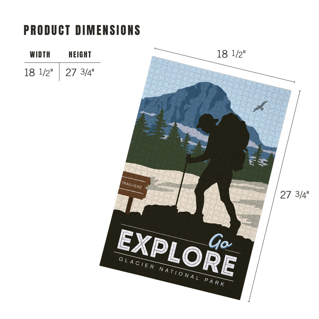 Glacier National Park, Montana, Go Explore, Backpacker, Jigsaw Puzzle Puzzle Lantern Press 