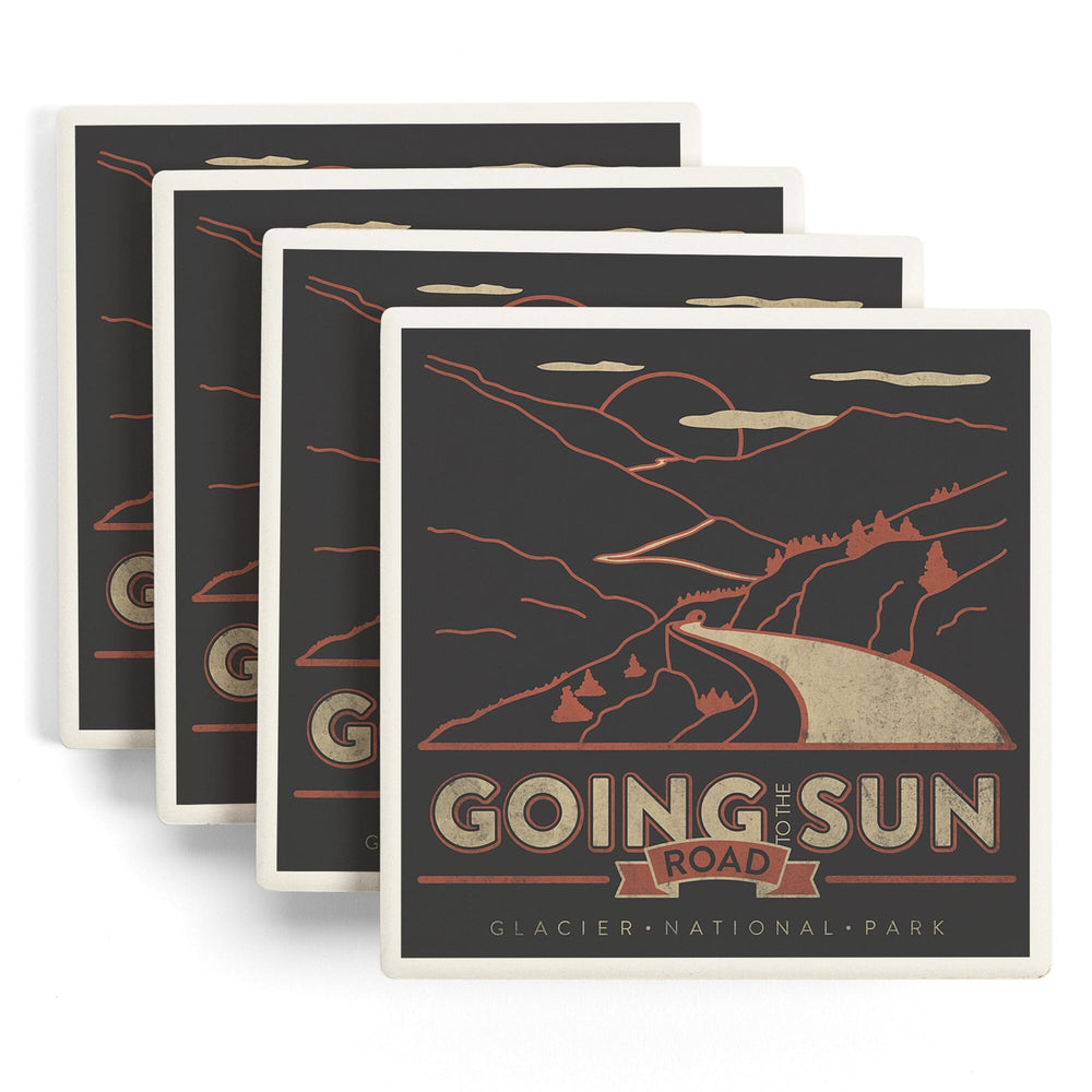 Glacier National Park, Montana, Going-to-the-Sun Road, Coasters Coasters Lantern Press 