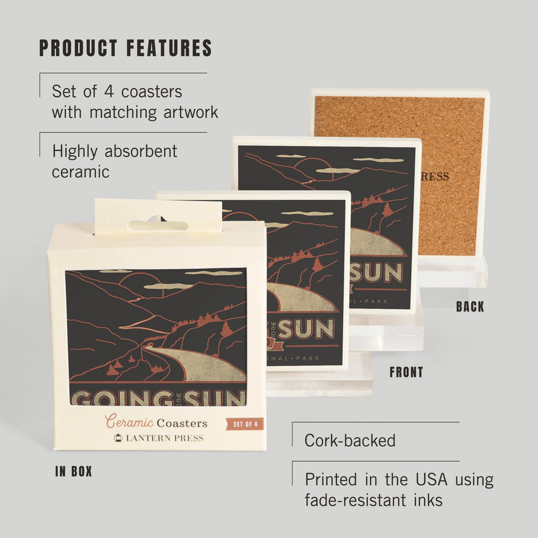 Glacier National Park, Montana, Going-to-the-Sun Road, Coasters Coasters Lantern Press 