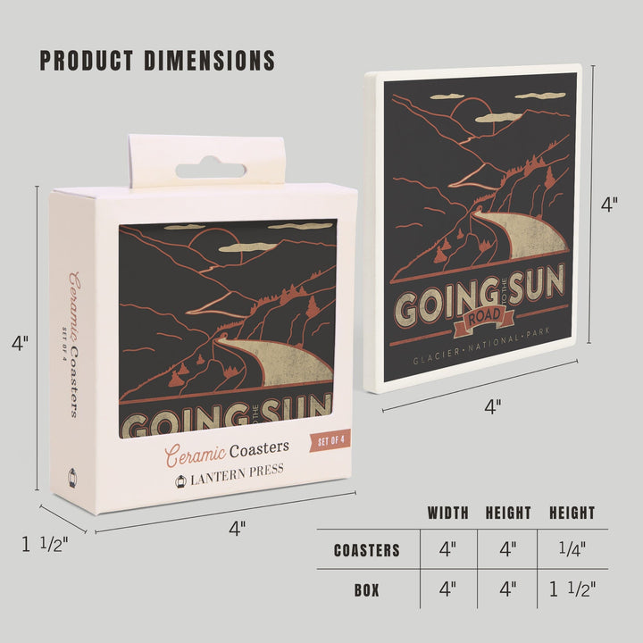 Glacier National Park, Montana, Going-to-the-Sun Road, Coasters Coasters Lantern Press 
