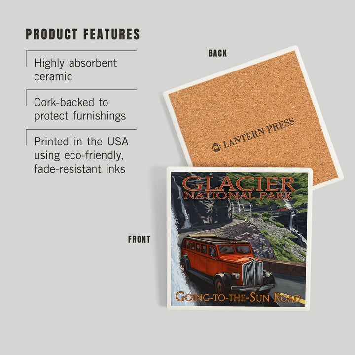 Glacier National Park, Montana, Going-To-The-Sun Road, Coasters Coasters Lantern Press 