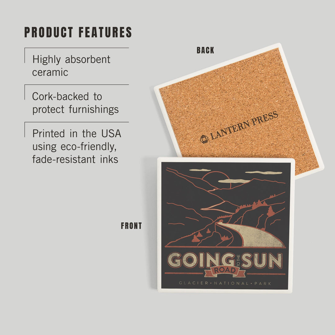 Glacier National Park, Montana, Going-to-the-Sun Road, Coasters Coasters Lantern Press 