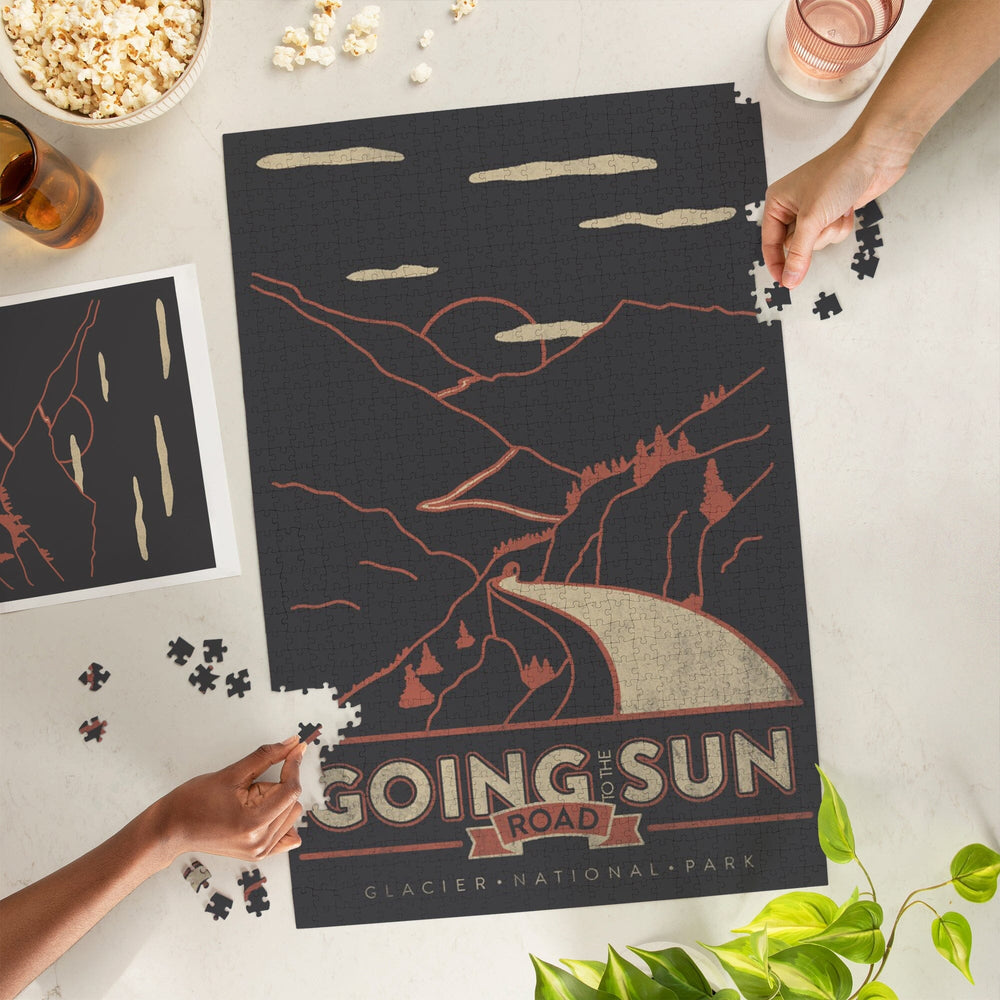 Glacier National Park, Montana, Going-to-the-Sun Road, Jigsaw Puzzle Puzzle Lantern Press 