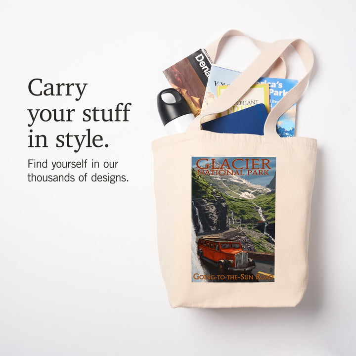 Glacier National Park, Montana, Going-To-The-Sun Road, Lantern Press Artwork, Tote Bag - Lantern Press