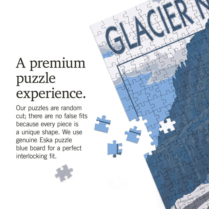 Glacier National Park, Montana, Going-To-The-Sun Road Mountain Signpost, Jigsaw Puzzle Puzzle Lantern Press 