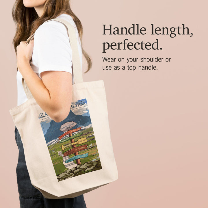 Glacier National Park, Montana, Going-To-The-Sun Road Mountain Signpost, Tote Bag Totes Lantern Press 