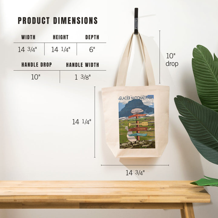Glacier National Park, Montana, Going-To-The-Sun Road Mountain Signpost, Tote Bag Totes Lantern Press 