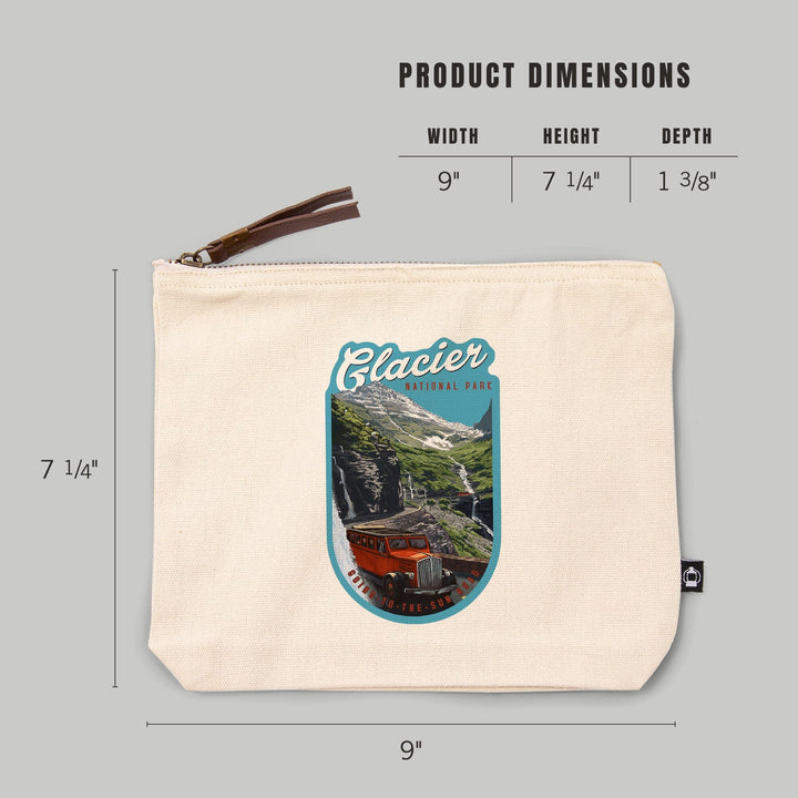Glacier National Park, Montana, Going To The Sun Road,, Organic Cotton Zipper Pouch, Go Bag Go Bag Lantern Press 