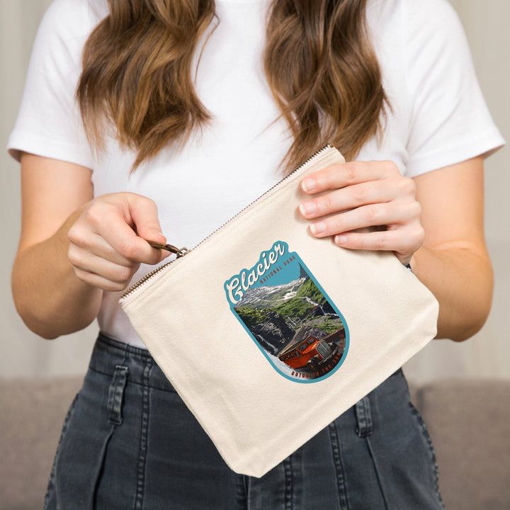 Glacier National Park, Montana, Going To The Sun Road,, Organic Cotton Zipper Pouch, Go Bag Go Bag Lantern Press 