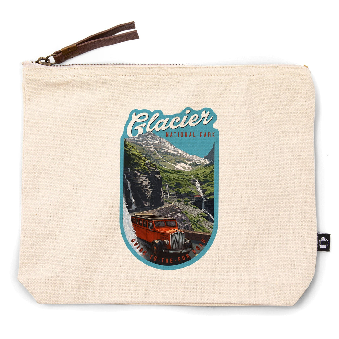 Glacier National Park, Montana, Going To The Sun Road,, Organic Cotton Zipper Pouch, Go Bag Go Bag Lantern Press 