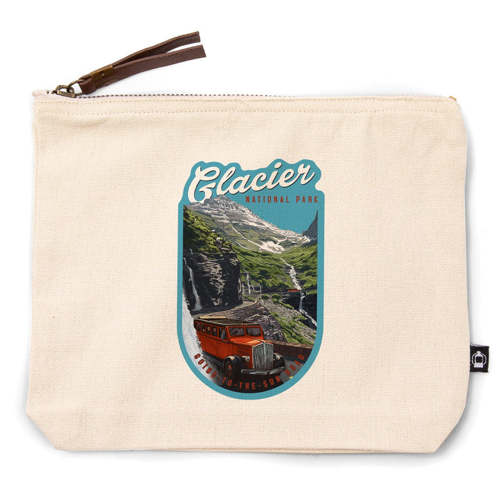 Glacier National Park, Montana, Going To The Sun Road,, Organic Cotton Zipper Pouch, Go Bag Go Bag Lantern Press 
