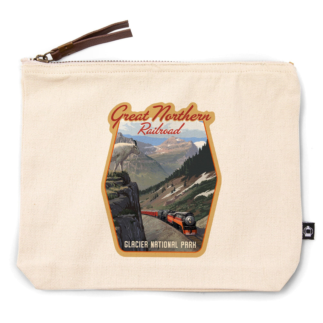 Glacier National Park, Montana, Great Northern Railroad,, Organic Cotton Zipper Pouch, Go Bag Go Bag Lantern Press 