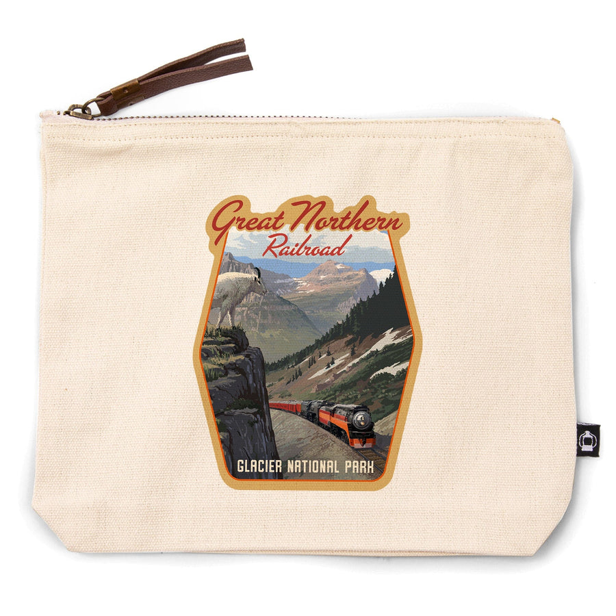 Glacier National Park, Montana, Great Northern Railroad,, Organic Cotton Zipper Pouch, Go Bag Go Bag Lantern Press 