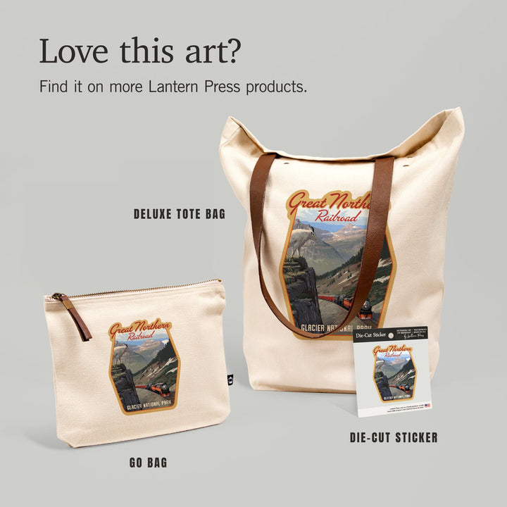 Glacier National Park, Montana, Great Northern Railroad,, Organic Cotton Zipper Pouch, Go Bag Go Bag Lantern Press 
