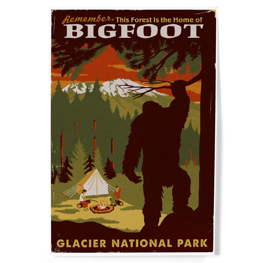 Glacier National Park, Montana, Home of Bigfoot, Art & Giclee Prints Art Lantern Press 