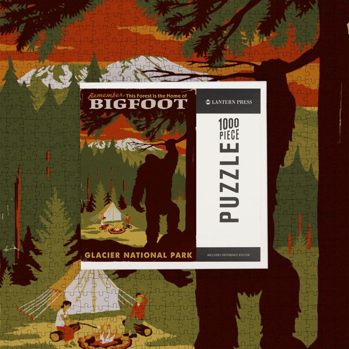 Glacier National Park, Montana, Home of Bigfoot, Jigsaw Puzzle Puzzle Lantern Press 