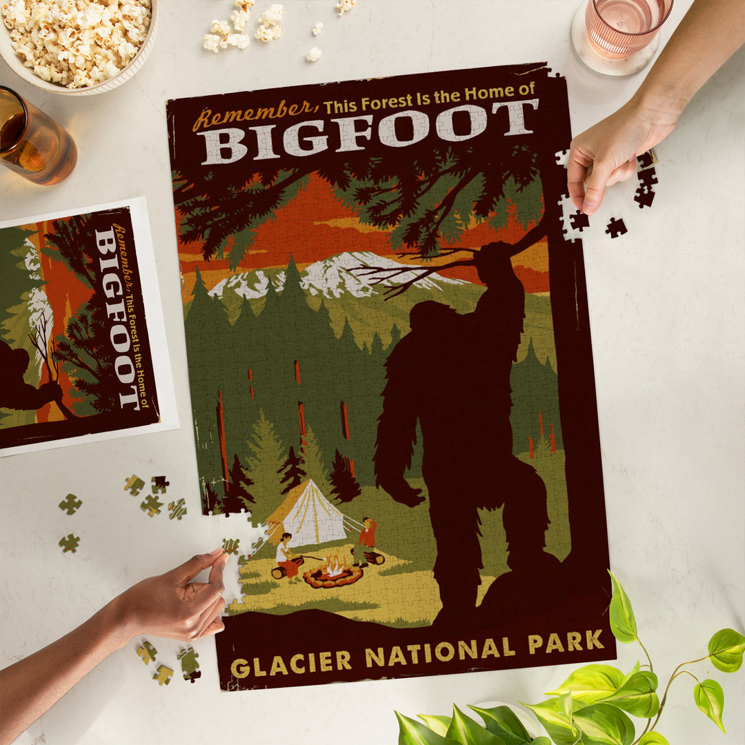Glacier National Park, Montana, Home of Bigfoot, Jigsaw Puzzle Puzzle Lantern Press 