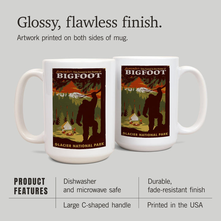 Glacier National Park, Montana, Home of Bigfoot, Lantern Press Artwork, Ceramic Mug Mugs Lantern Press 