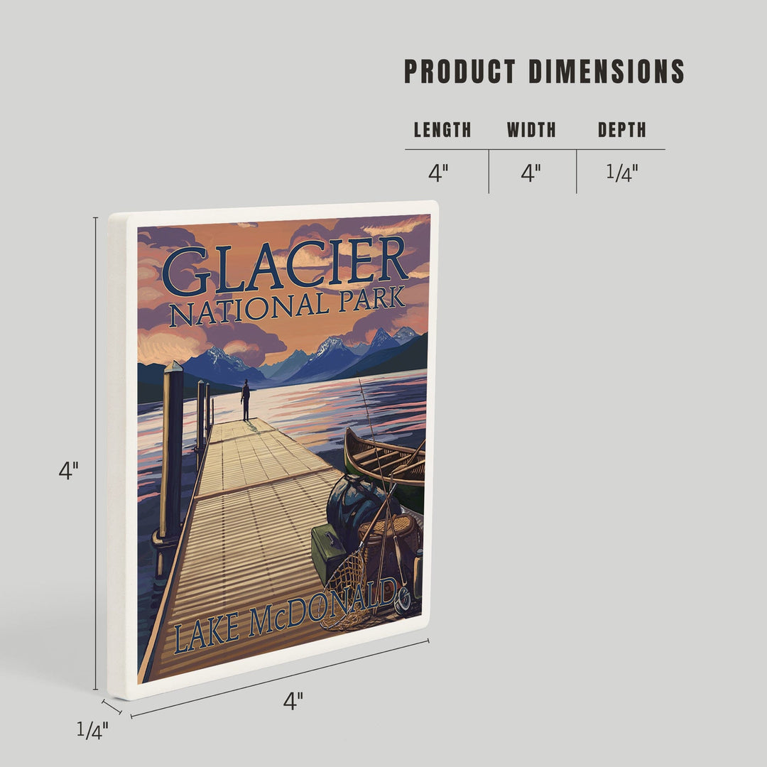 Glacier National Park, Montana, Lake McDonald, Coasters Coasters Lantern Press 