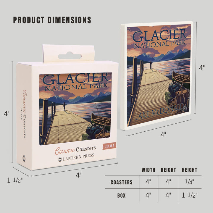 Glacier National Park, Montana, Lake McDonald, Coasters Coasters Lantern Press 