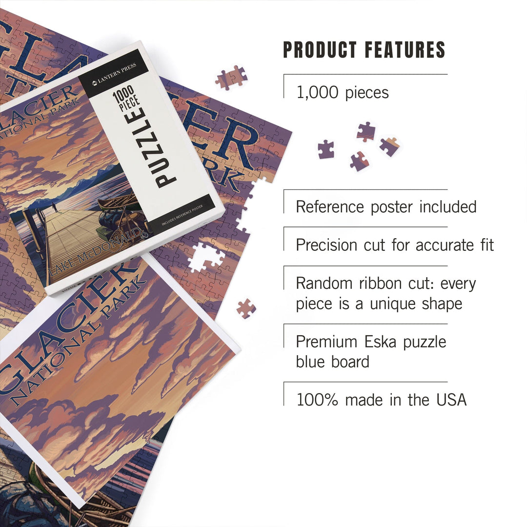 Glacier National Park, Montana, Lake McDonald, Jigsaw Puzzle Puzzle Lantern Press 