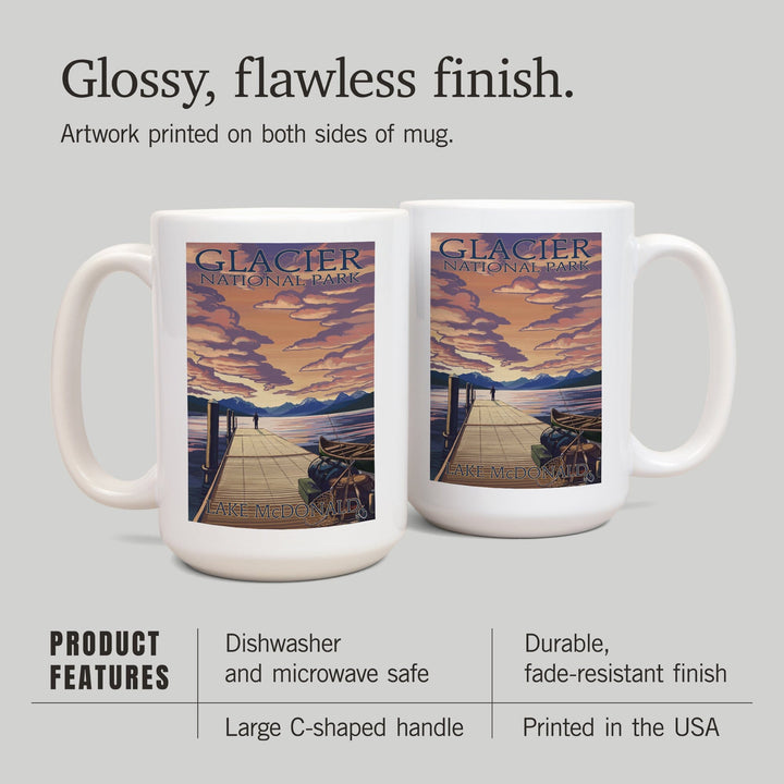 Glacier National Park, Montana, Lake McDonald, Lantern Press Artwork, Ceramic Mug Mugs Lantern Press 