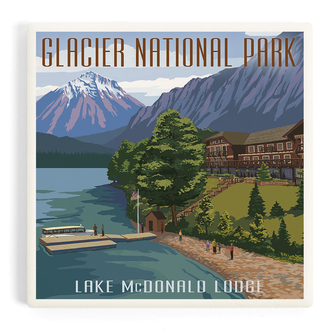 Glacier National Park, Montana, Lake McDonald Lodge, Coasters Coasters Lantern Press 