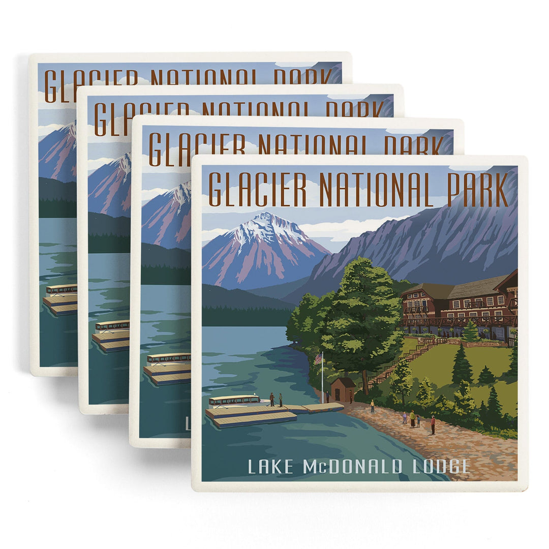 Glacier National Park, Montana, Lake McDonald Lodge, Coasters Coasters Lantern Press 