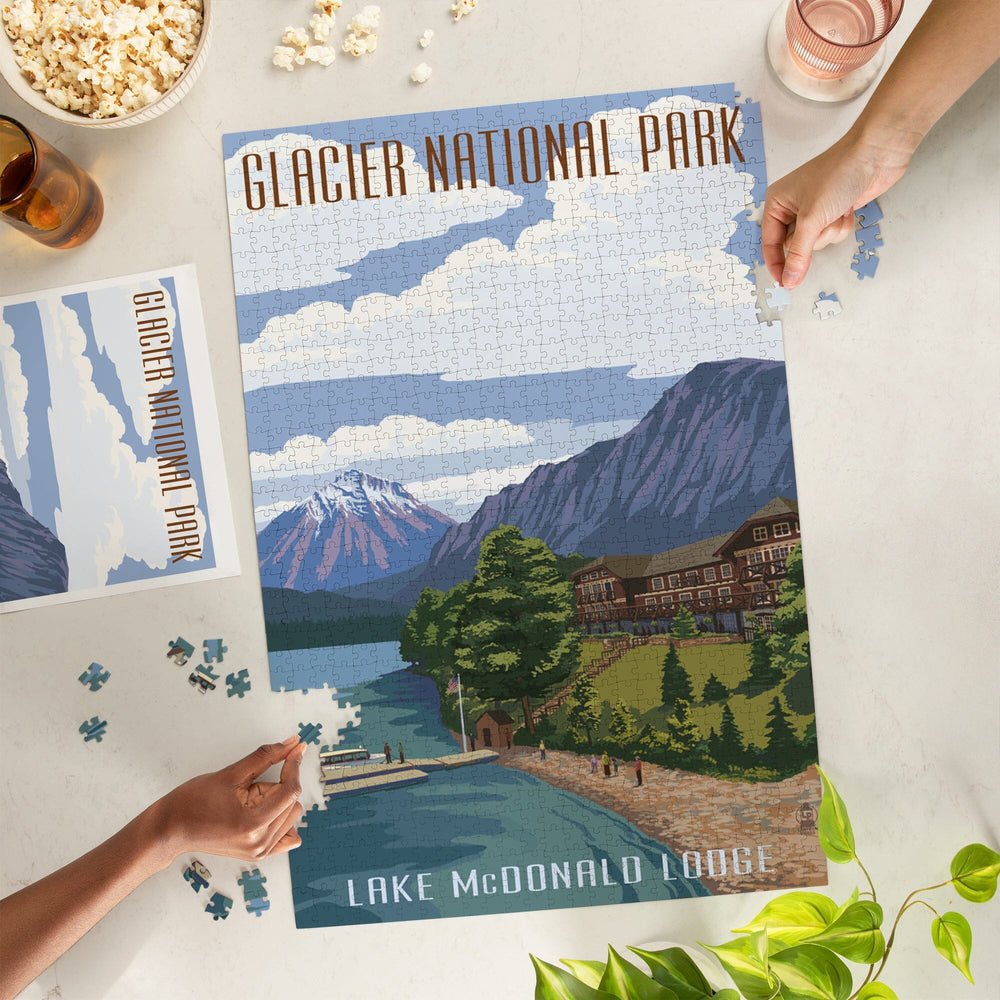 Glacier National Park, Montana, Lake McDonald Lodge, Jigsaw Puzzle Puzzle Lantern Press 