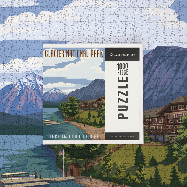 Glacier National Park, Montana, Lake McDonald Lodge, Jigsaw Puzzle Puzzle Lantern Press 
