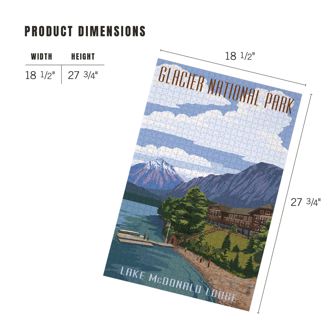 Glacier National Park, Montana, Lake McDonald Lodge, Jigsaw Puzzle Puzzle Lantern Press 