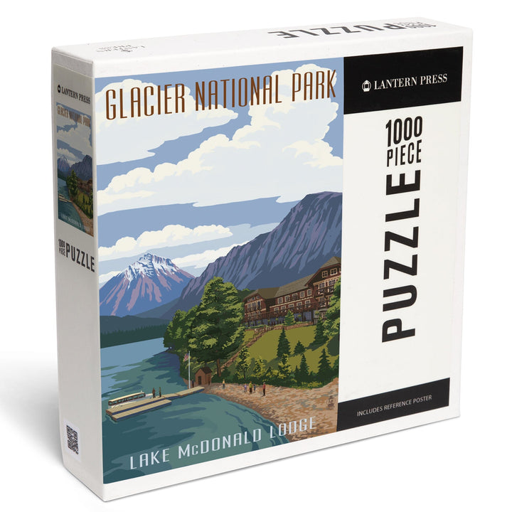 Glacier National Park, Montana, Lake McDonald Lodge, Jigsaw Puzzle Puzzle Lantern Press 