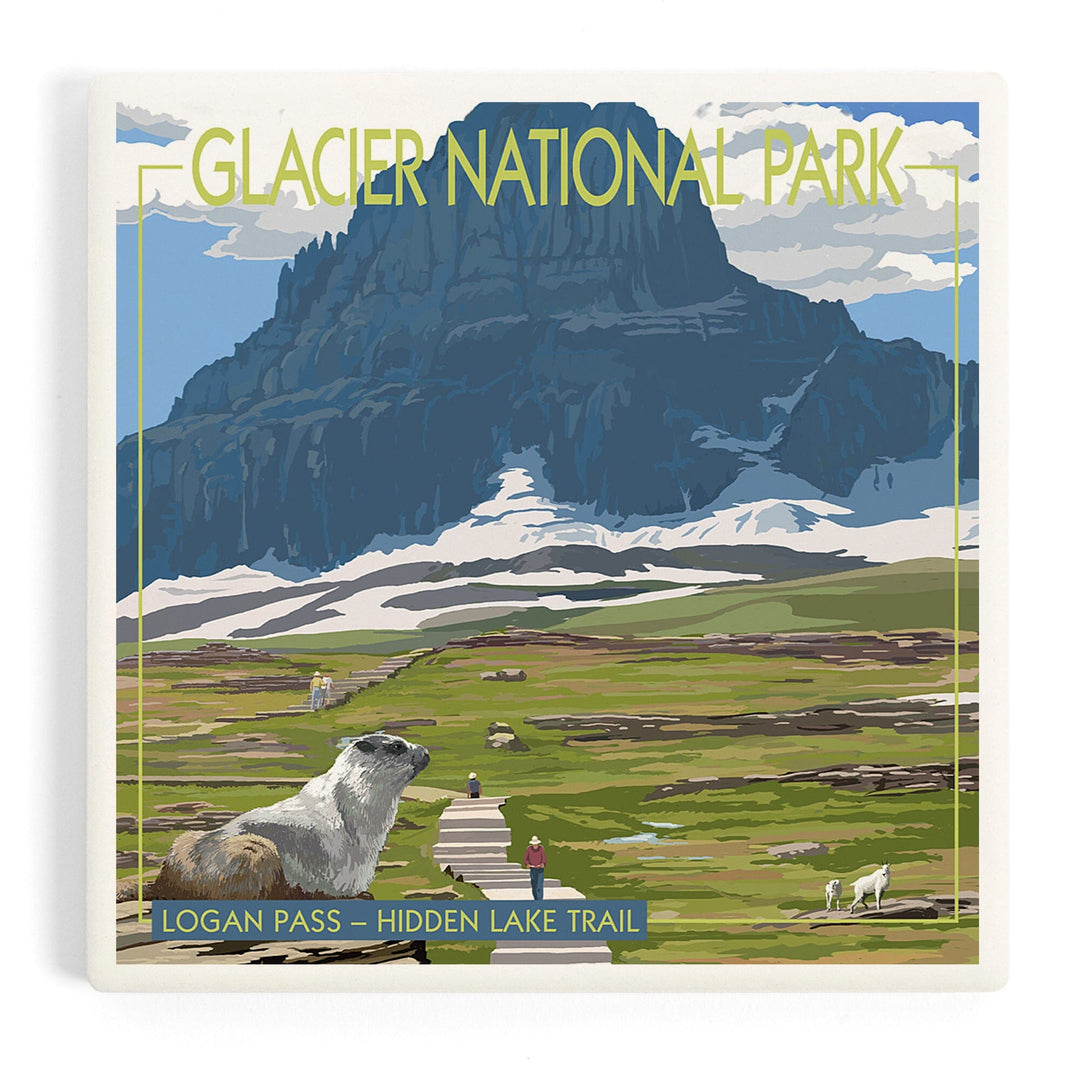 Glacier National Park, Montana, Logan Pass, Coasters Coasters Lantern Press 