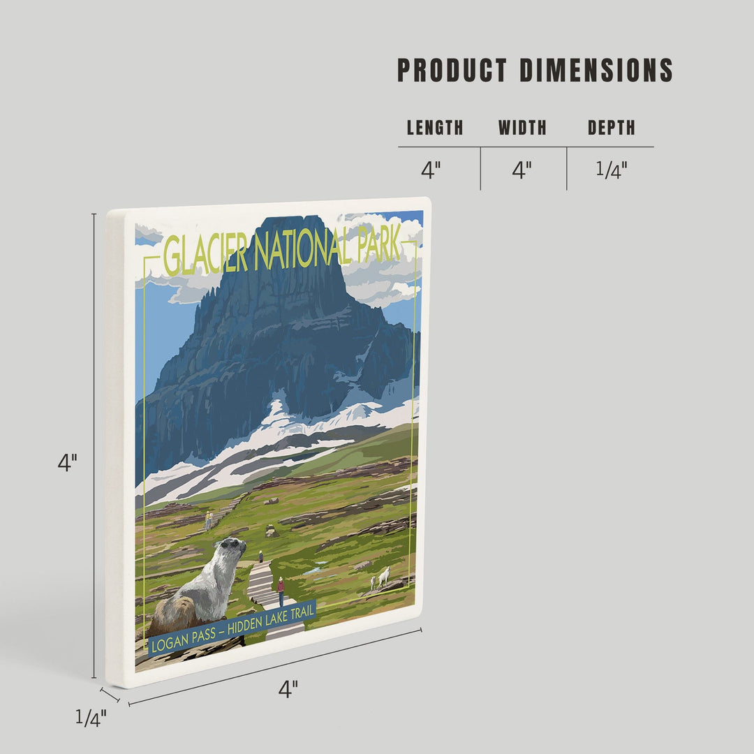 Glacier National Park, Montana, Logan Pass, Coasters Coasters Lantern Press 