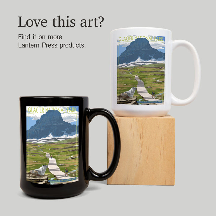 Glacier National Park, Montana, Logan Pass, Lantern Press Artwork, Ceramic Mug Mugs Lantern Press 