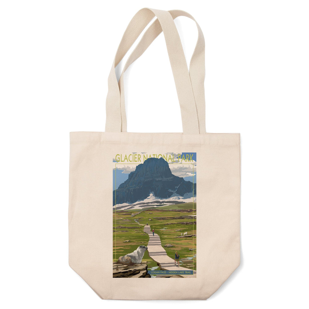 Glacier National Park, Montana, Logan Pass, Lantern Press Artwork, Tote Bag Totes Lantern Press 