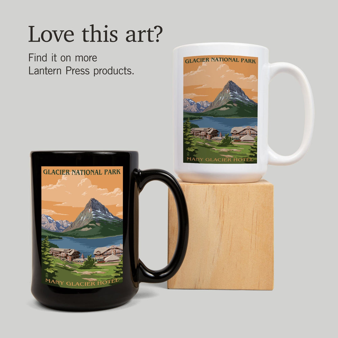 Glacier National Park, Montana, Many Glacier Hotel, Lantern Press Artwork, Ceramic Mug - Lantern Press