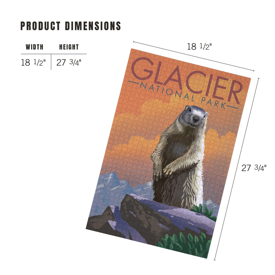 Glacier National Park, Montana, Marmot, Lithograph, Jigsaw Puzzle Puzzle Lantern Press 