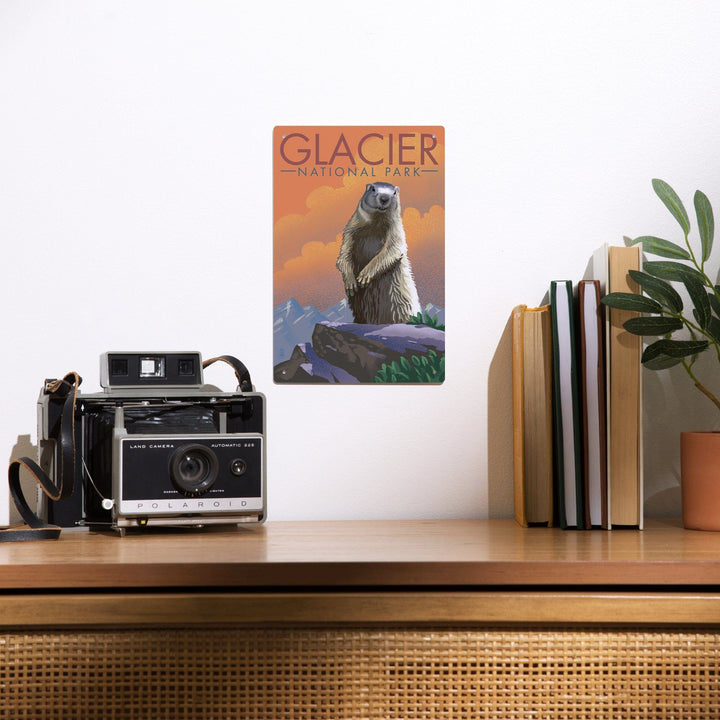 Glacier National Park, Montana, Marmot, Lithograph, Metal Signs Metal Lantern Press 