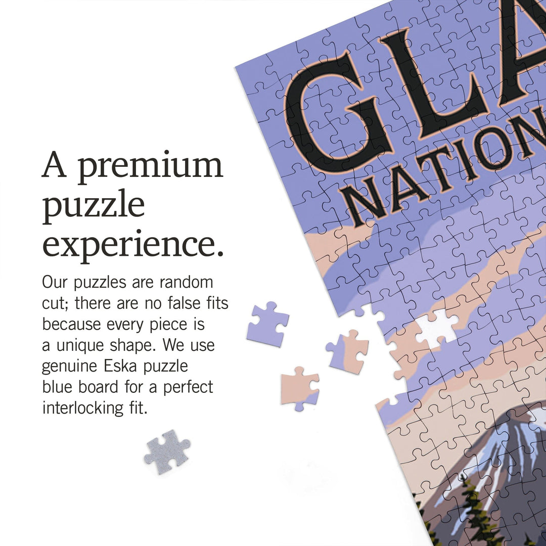 Glacier National Park, Montana, Moose and Calf, Jigsaw Puzzle Puzzle Lantern Press 