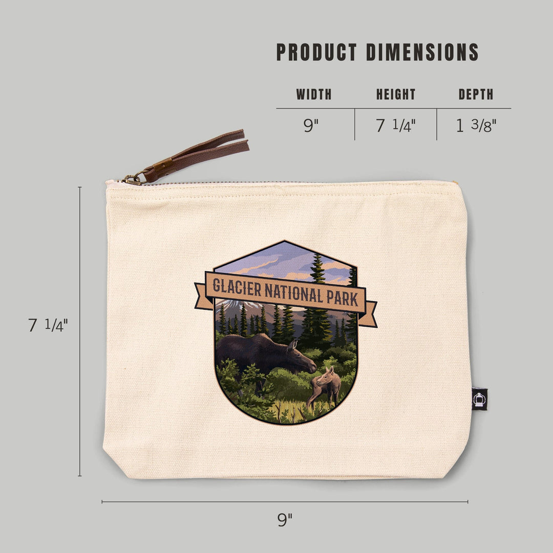 Glacier National Park, Montana, Moose and Calf,, Organic Cotton Zipper Pouch, Go Bag Go Bag Lantern Press 
