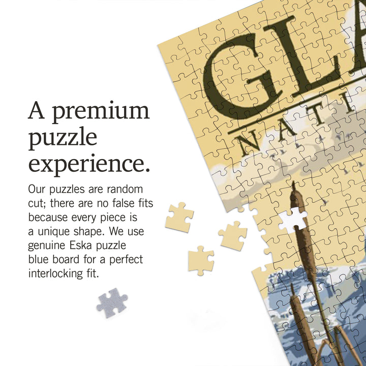 Glacier National Park, Montana, Mountain and Marsh Scene, Jigsaw Puzzle Puzzle Lantern Press 