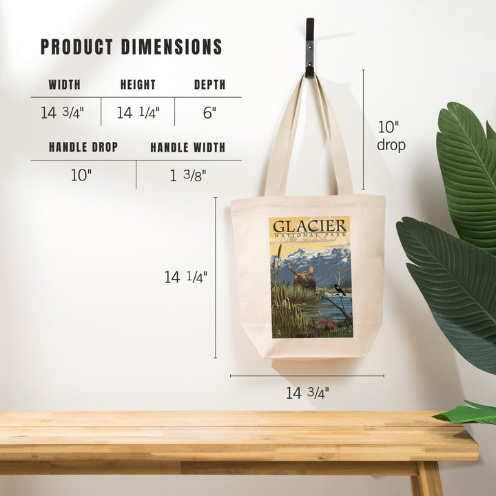 Glacier National Park, Montana, Mountain and Marsh Scene, Tote Bag Totes Lantern Press 