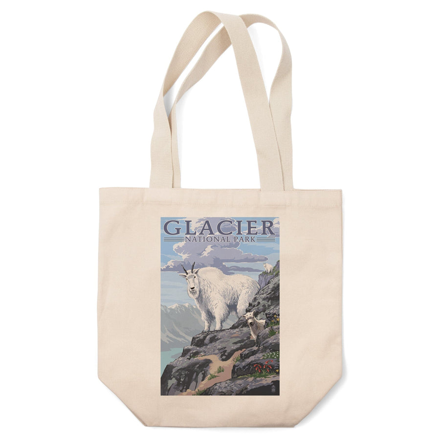 Glacier National Park, Montana, Mountain Goat & Kid, Lantern Press Artwork, Tote Bag Totes Lantern Press 