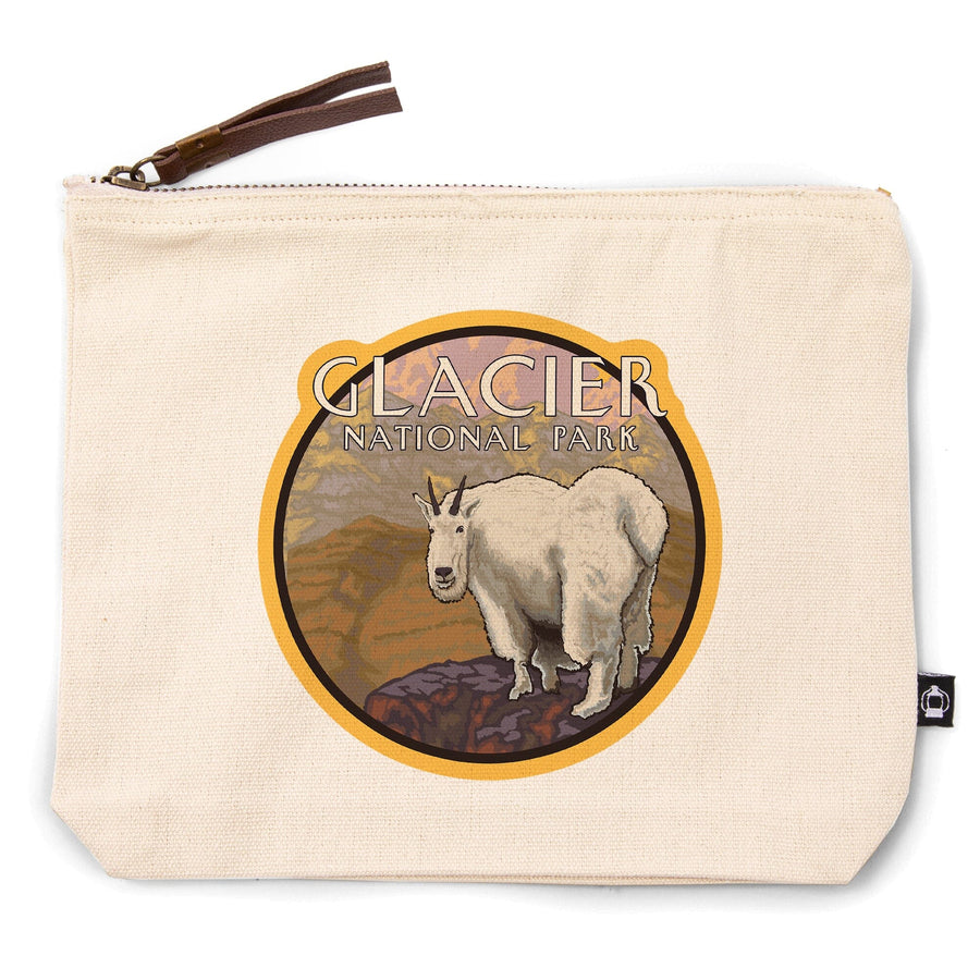 Glacier National Park, Montana, Mountain Goat,, Organic Cotton Zipper Pouch, Go Bag Go Bag Lantern Press 