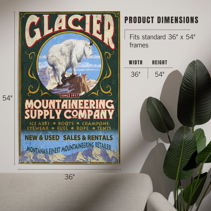 Glacier National Park, Montana, Mountain Goat Vintage Sign, Art & Giclee Prints Art Lantern Press 