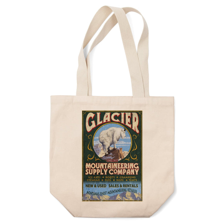 Glacier National Park, Montana, Mountain Goat Vintage Sign, Tote Bag Totes Lantern Press 