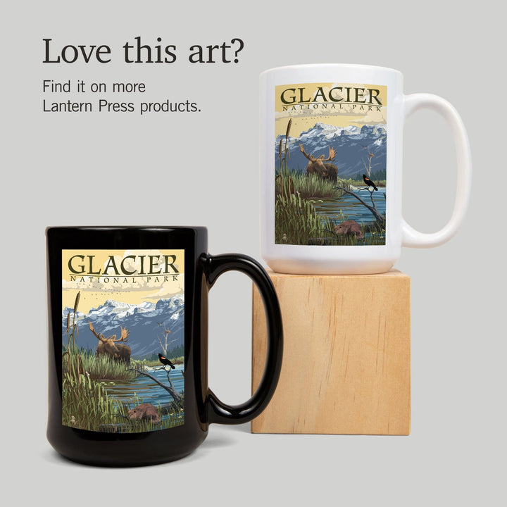 Glacier National Park, Montana, Mountain & Marsh Scene, Lantern Press Artwork, Ceramic Mug Mugs Lantern Press 