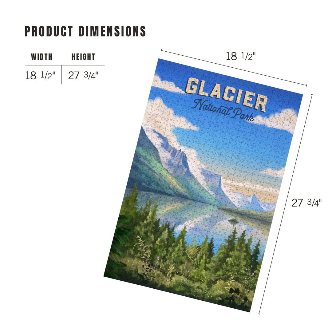 Glacier National Park, Montana, Oil Painting, Jigsaw Puzzle - Lantern Press